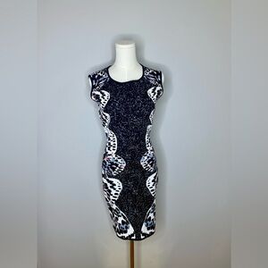 BCBGMaxAzria Black and White Patterned Mini Dress